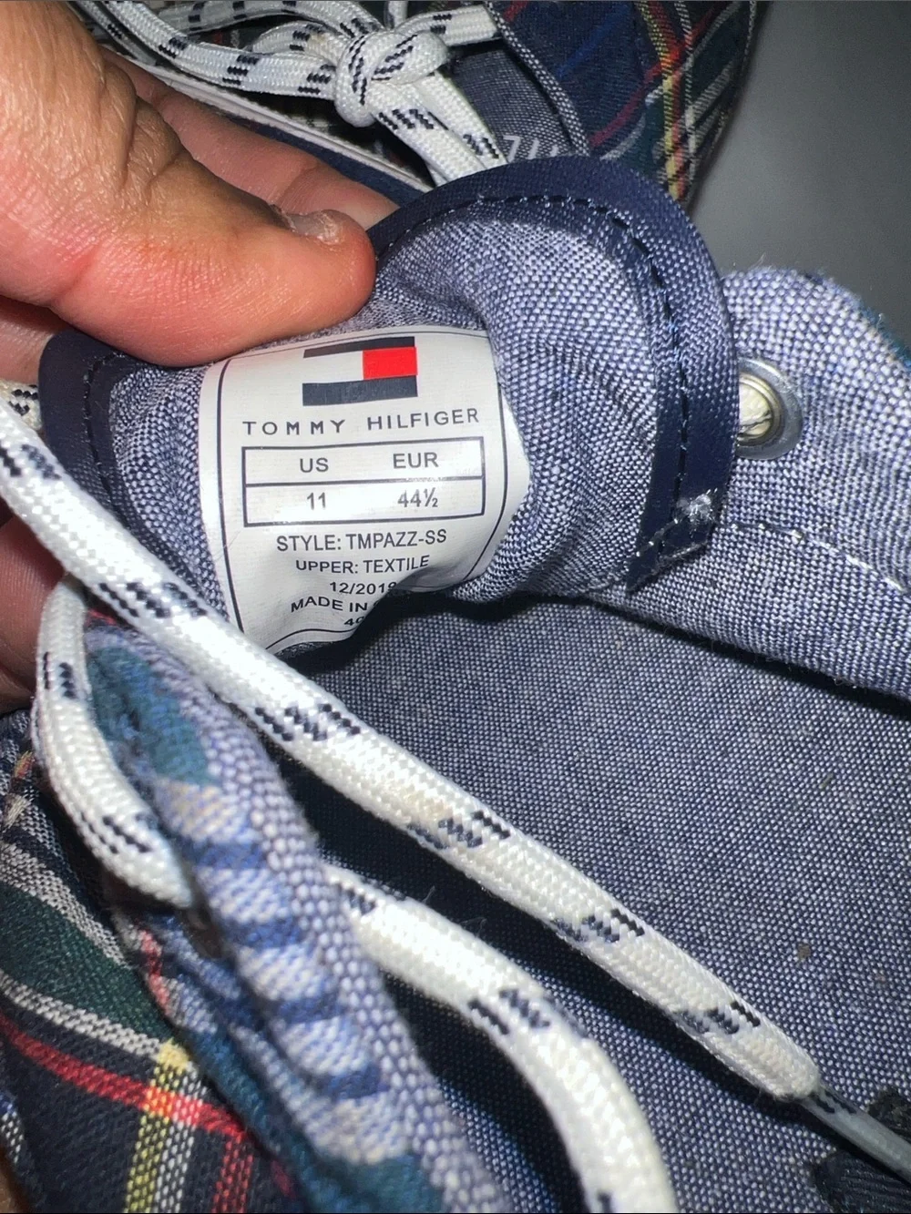 Tommy Hilfiger Navy Plaid Canvas Lace-Up Sneakers